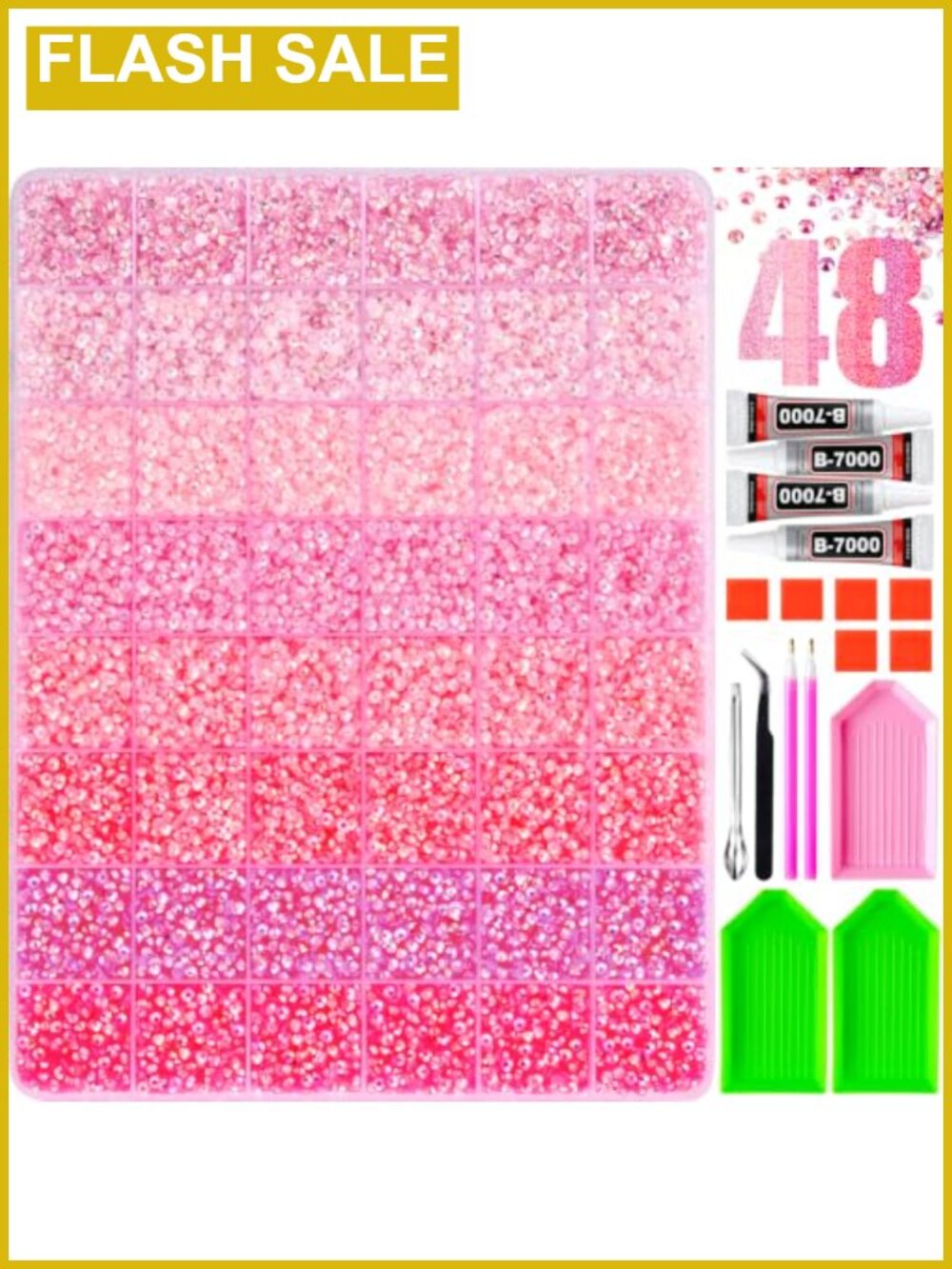 43200Pcs 3mm Resin Rhinestones Bedazzling Kit with Glue & Tools